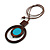 Brown/ Turquoise Blue Double Circle Wooden Pendant Brown Cotton Cord Long Necklace - 80cm L/ 10cm Pendant - Adjustable - view 8