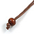 Brown/ Turquoise Blue Double Circle Wooden Pendant Brown Cotton Cord Long Necklace - 80cm L/ 10cm Pendant - Adjustable - view 7