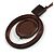 Brown Double Circle Wooden Pendant Cotton Cord Long Necklace - 80cm L/ 10cm Pendant - Adjustable - view 2