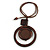 Brown Double Circle Wooden Pendant Cotton Cord Long Necklace - 80cm L/ 10cm Pendant - Adjustable - view 5