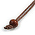 Brown/ Dark Blue Double Circle Wooden Pendant Brown Cotton Cord Long Necklace - 80cm L/ 10cm Pendant - Adjustable - view 7