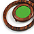Brown/ Grass Green Double Circle Wooden Pendant Brown Cotton Cord Long Necklace - 80cm L/ 10cm Pendant - Adjustable - view 6