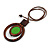Brown/ Grass Green Double Circle Wooden Pendant Brown Cotton Cord Long Necklace - 80cm L/ 10cm Pendant - Adjustable - view 8