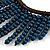 Statement Dark Blue Wooden Bead Fringe Black Cotton Cord Necklace - Adjustable - view 7