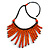 Statement Orange Wooden Bead Fringe Black Cotton Cord Necklace - Adjustable - view 8