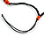 Statement Orange Wooden Bead Fringe Black Cotton Cord Necklace - Adjustable - view 7