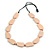 Pastel Pink Geometric Wood Bead Black Cotton Cord Long Necklace - 76cm L/ Adjustable