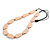 Pastel Pink Geometric Wood Bead Black Cotton Cord Long Necklace - 76cm L/ Adjustable - view 6