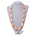 Pastel Pink Geometric Wood Bead Black Cotton Cord Long Necklace - 76cm L/ Adjustable - view 2