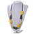 Yellow/ Off White/ Grey Geometric Wood Bead Black Cotton Cord Long Necklace - 76cm L/ Adjustable - view 2