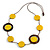 Yellow/ Brown Coin Wood Bead Cotton Cord Necklace - 88cm Long - Adjustable - view 8