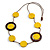 Yellow/ Brown Coin Wood Bead Cotton Cord Necklace - 88cm Long - Adjustable