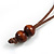Yellow/ Brown Coin Wood Bead Cotton Cord Necklace - 88cm Long - Adjustable - view 6
