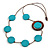 Turquoise Blue/ Brown Coin Wood Bead Cotton Cord Necklace - 80cm Long - Adjustable - view 7