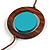 Turquoise Blue/ Brown Coin Wood Bead Cotton Cord Necklace - 80cm Long - Adjustable - view 5