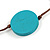 Turquoise Blue/ Brown Coin Wood Bead Cotton Cord Necklace - 80cm Long - Adjustable - view 4