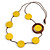 Yellow/ Brown Coin Wood Bead Cotton Cord Necklace - 80cm Long - Adjustable - view 7