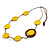 Yellow/ Brown Coin Wood Bead Cotton Cord Necklace - 80cm Long - Adjustable - view 3