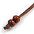Red/ Brown Coin Wood Bead Cotton Cord Necklace - 88cm Long - Adjustable - view 6