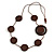 Brown Coin Wood Bead Cotton Cord Necklace - 80cm Long - Adjustable - view 7