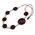 Brown Coin Wood Bead Cotton Cord Necklace - 80cm Long - Adjustable - view 3