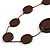 Brown Coin Wood Bead Cotton Cord Necklace - 80cm Long - Adjustable - view 8