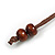 Brown Coin Wood Bead Cotton Cord Necklace - 80cm Long - Adjustable - view 6