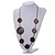 Brown Coin Wood Bead Cotton Cord Necklace - 80cm Long - Adjustable - view 2