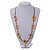 Long Geometric Wooden Bead Cotton Cord Necklace in Natural - 80cm Long - view 2
