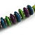 Lime Green/ Teal/ Purple Wood Button/ Round Bead Black Cotton Cord Necklace - 80cm Max Lenght - Adjustable - view 4