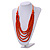 Orange Multistrand Layered Wood Bead with Cotton Cord Necklace - 90cm Max length- Adjustable - view 2