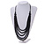 Multistrand Layered Black Wood Bead with Cotton Cord Necklace - 90cm Long (Max Length) - Adjustable - view 2