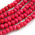 Deep Pink Multistrand Layered Wood Bead with Cotton Cord Necklace - 90cm Max length- Adjustable - view 5