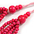Deep Pink Multistrand Layered Wood Bead with Cotton Cord Necklace - 90cm Max length- Adjustable - view 6