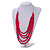 Deep Pink Multistrand Layered Wood Bead with Cotton Cord Necklace - 90cm Max length- Adjustable - view 2