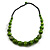 Chunky Lime Green Wood Bead with Black Cotton Cord Necklace - 64cm L - view 7