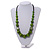 Chunky Lime Green Wood Bead with Black Cotton Cord Necklace - 64cm L - view 2