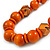 Chunky Orange Wood Bead with Black Cotton Cord Necklace - 64cm L - view 3