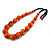 Chunky Orange Wood Bead with Black Cotton Cord Necklace - 64cm L - view 6