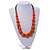 Chunky Orange Wood Bead with Black Cotton Cord Necklace - 64cm L - view 2