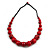 Chunky Red Wood Bead with Black Cotton Cord Necklace - 64cm L - view 7