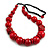 Chunky Red Wood Bead with Black Cotton Cord Necklace - 64cm L - view 3