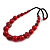 Chunky Red Wood Bead with Black Cotton Cord Necklace - 64cm L - view 5