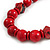 Chunky Red Wood Bead with Black Cotton Cord Necklace - 64cm L - view 2