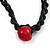 Chunky Red Wood Bead with Black Cotton Cord Necklace - 64cm L - view 6