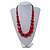 Chunky Red Wood Bead with Black Cotton Cord Necklace - 64cm L - view 4