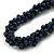 Dark Blue Cluster Wood Bead Cotton Cord Necklace - 52cm L/ 4cm Ext - view 4