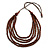 Brown Multistrand Layered Wood Bead with Cotton Cord Necklace - 90cm Max length- Adjustable - view 5