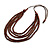 Brown Multistrand Layered Wood Bead with Cotton Cord Necklace - 90cm Max length- Adjustable - view 4