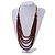 Brown Multistrand Layered Wood Bead with Cotton Cord Necklace - 90cm Max length- Adjustable - view 2